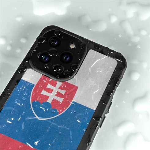 Slovakia Flag Distressed iPhone 14 Pro Waterproof Case